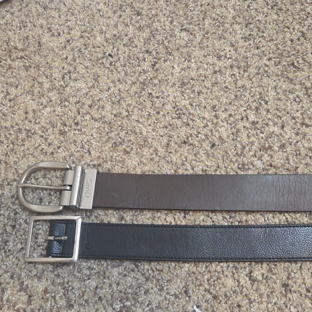 Chaps Men's Black and Brown Leather Belts - Picture 2 of 3